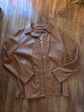 Bagatelle Brown Faux Leather Shirt Jacket